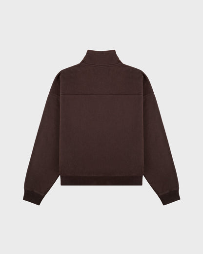 Sporty & Rich NY Crest Embroidered Quarter Zip in Chocolate