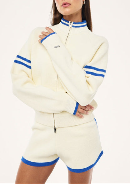 P.E Nation Odyssey Knit Cardi in Whisper White Cream