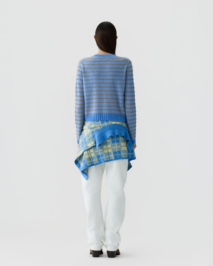 Guest in Residence Pebble Stripe Shrunken Crew in Delft Blue Combo