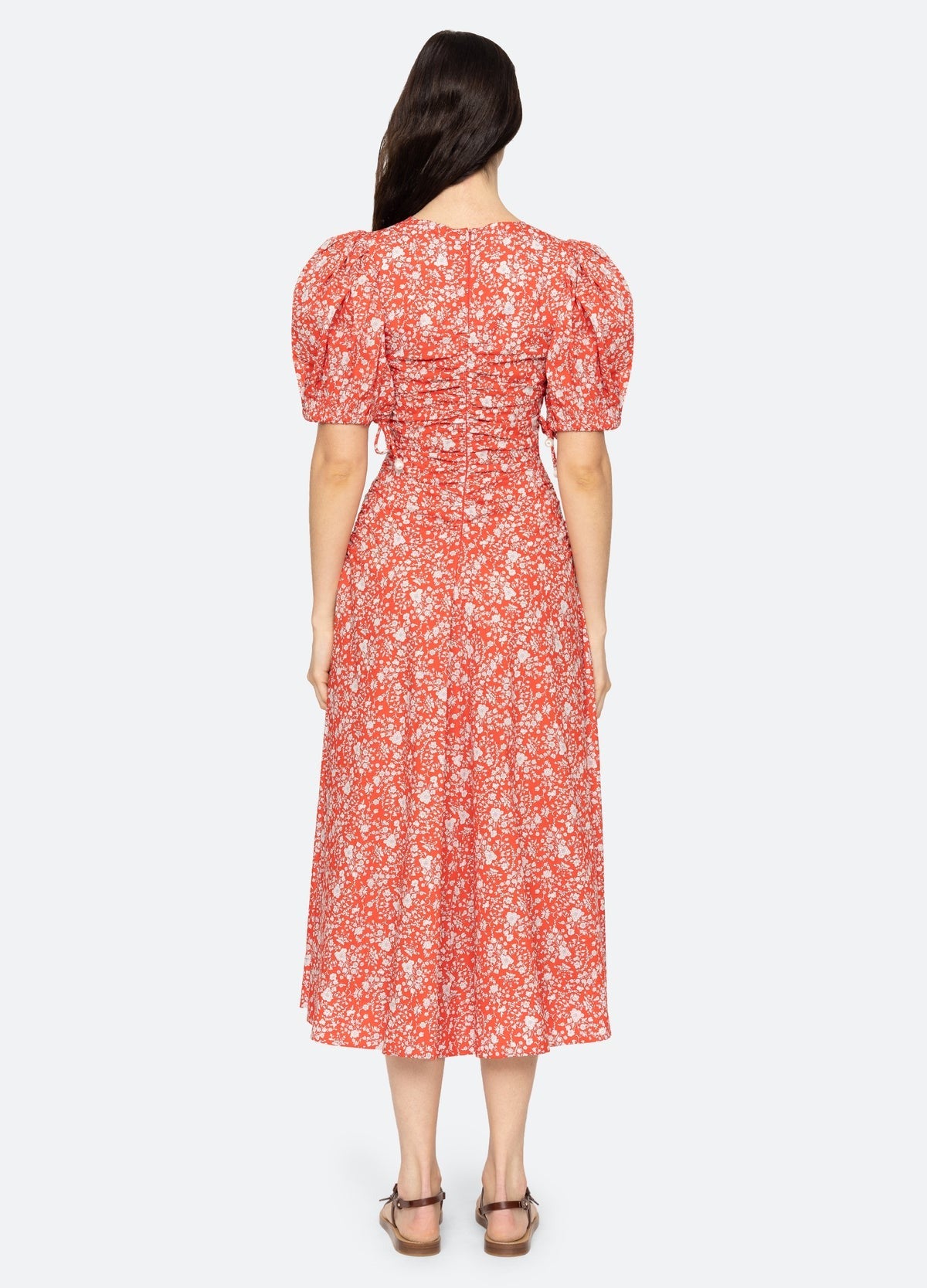 Sea Lucille Liberty Print Short Sleeve Midi Dress in Red – Leigh's of  Breton Village