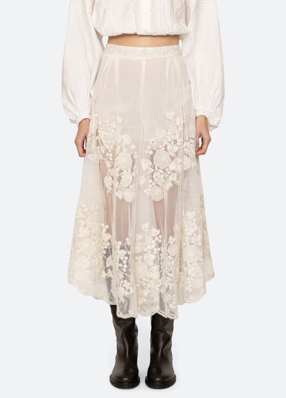 Sea Arielle Lace Flared Pants in Cream