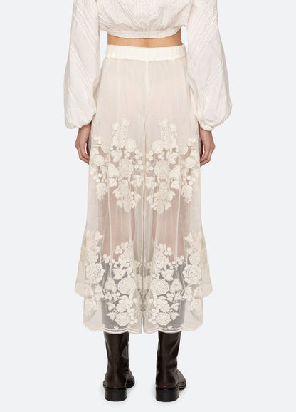 Sea Arielle Lace Flared Pants in Cream