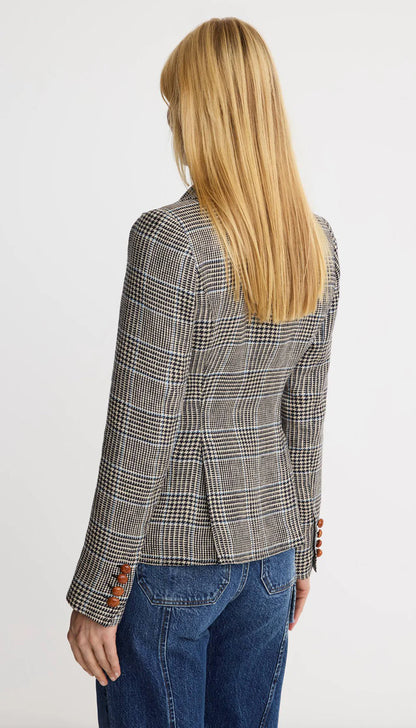 Smythe Patch Pocket One Button Blazer in Classic Glen Check