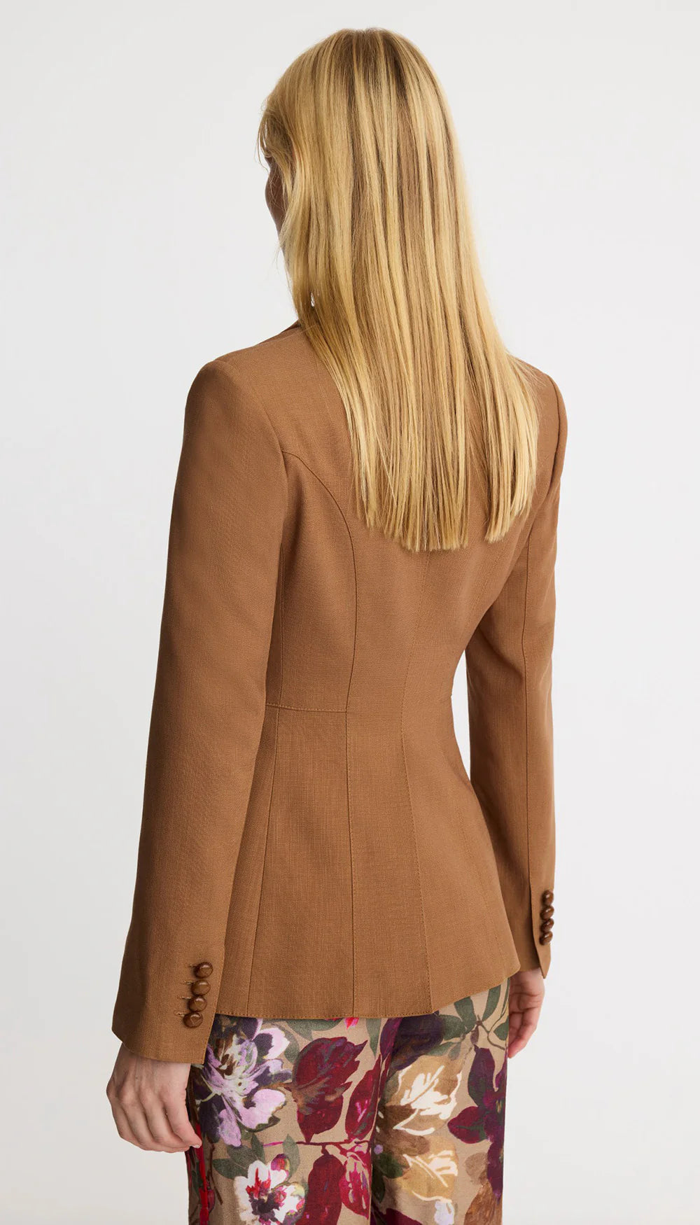 Smythe Blocked Seamed Blazer in Saddle