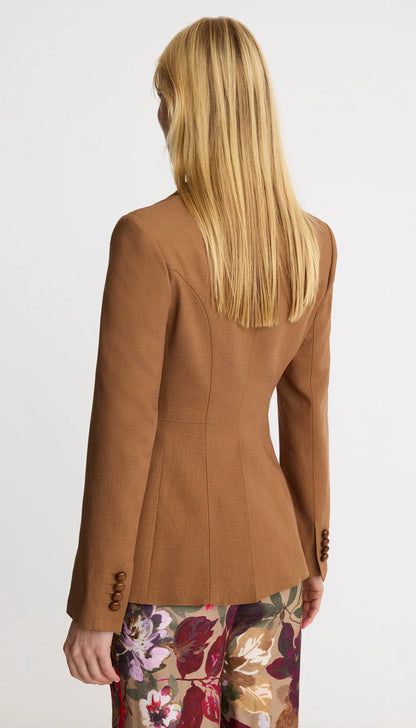 Smythe Blocked Seamed Blazer in Saddle