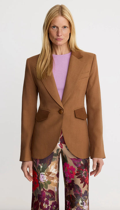 Smythe Blocked Seamed Blazer in Saddle