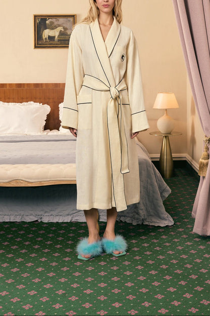Sleeper Paros Linen Unisex Robe in Milk