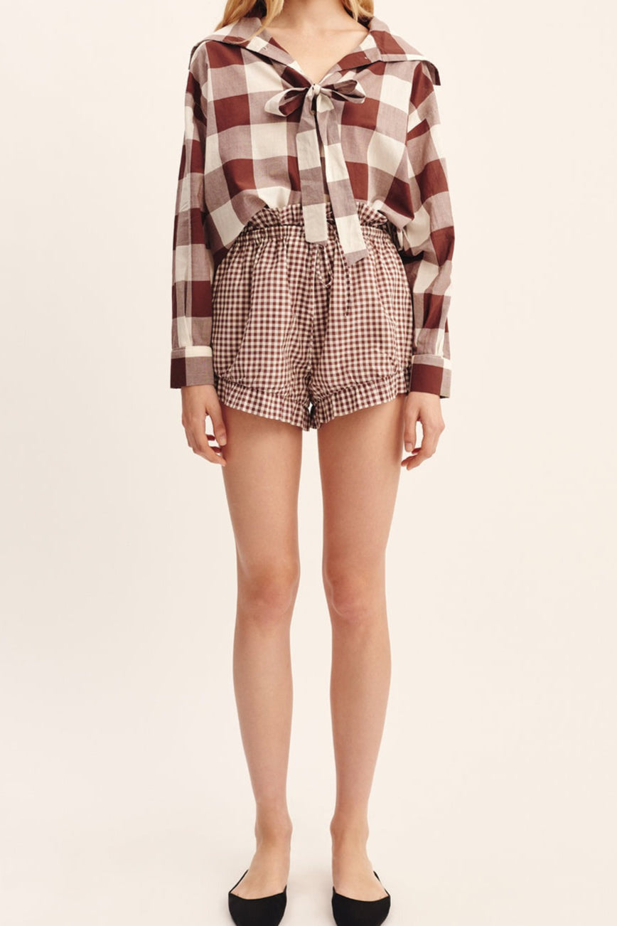 Posse Callie Shorts in Petite Mocha Gingham