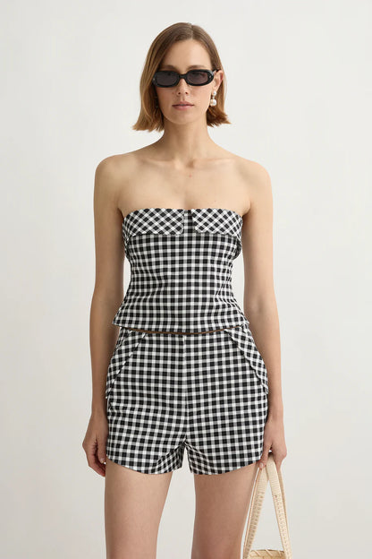 Posse Chiara Strapless Top in Black/White
