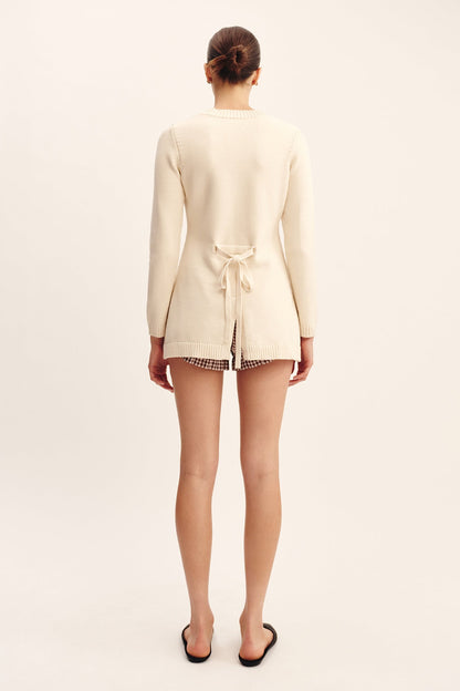 Posse Sabrina Long Sleeve Cardigan in Cream
