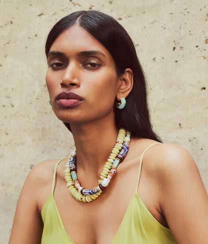 Lizzie Fortunato Zellige Hoops in Amazonite in Blue