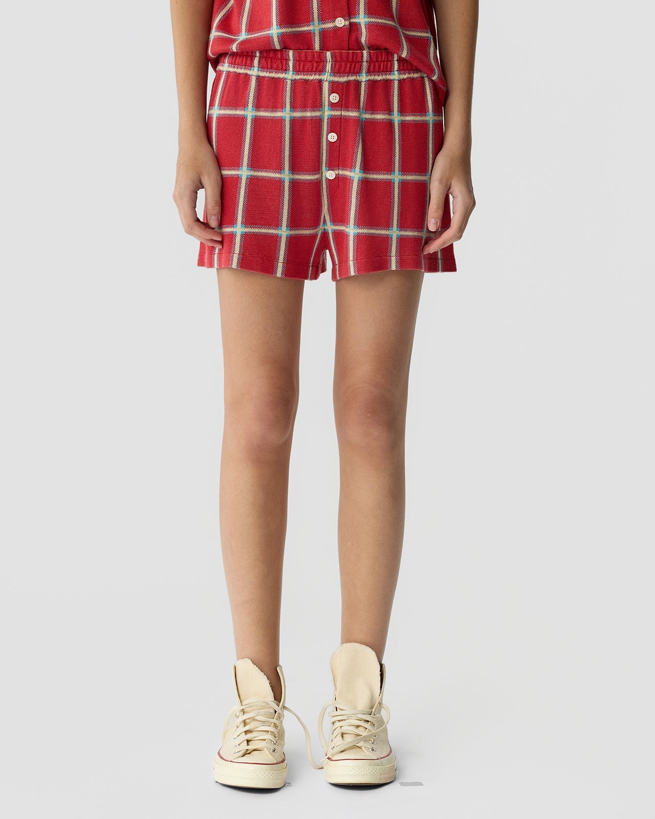 Guest in Residence Picnic Plaid Short in Scarlet Combo
