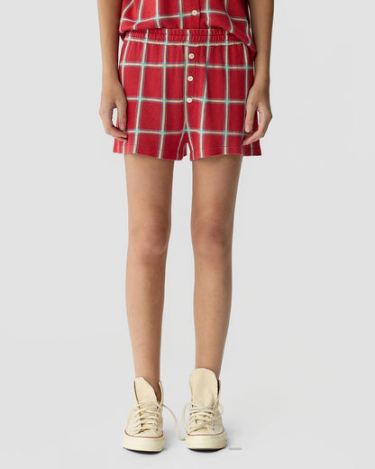 Guest in Residence Picnic Plaid Short in Scarlet Combo