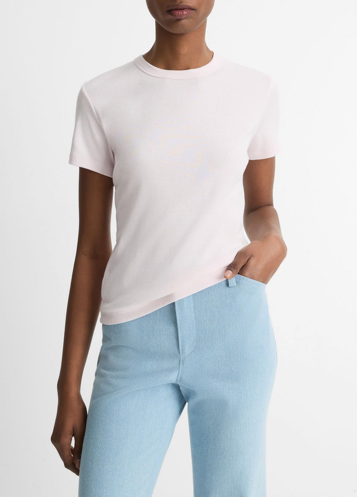 Vince Pima Cotton Blend 90's Shrunken Tee in Ballet