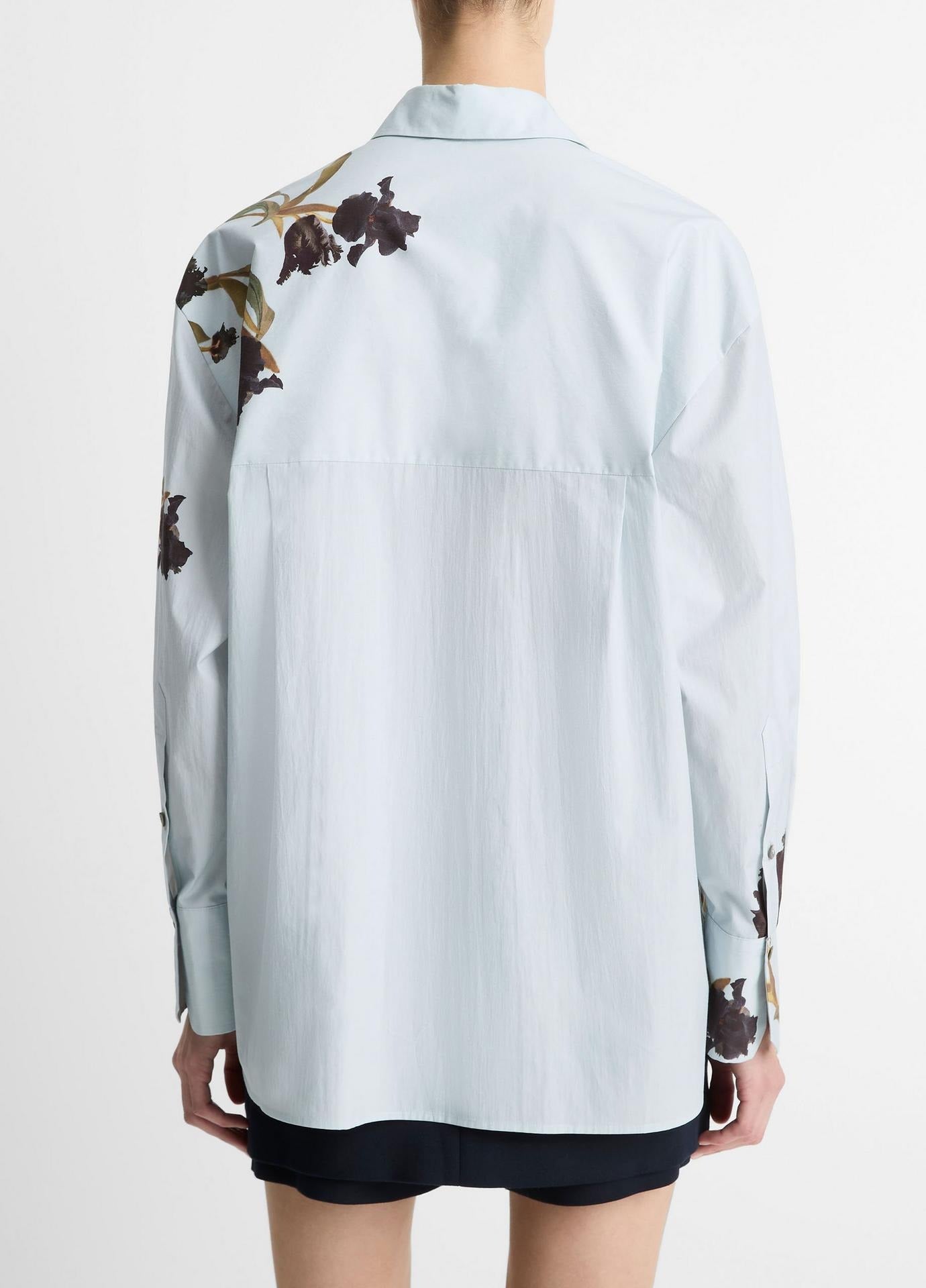 Vince Placed Black Iris Button Down Shirt in Salt Glass