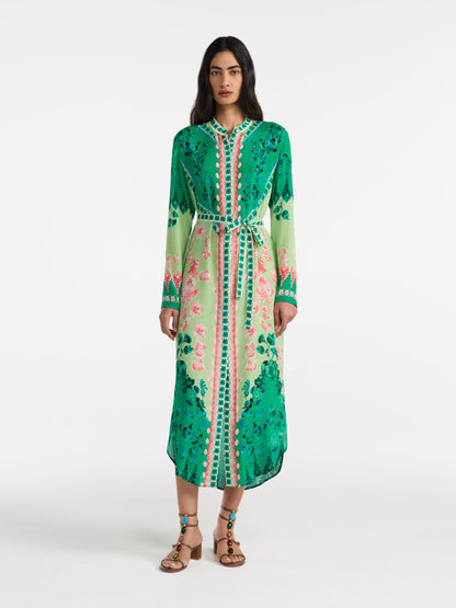 Saloni Molly D Dress in Floral Terrazzo