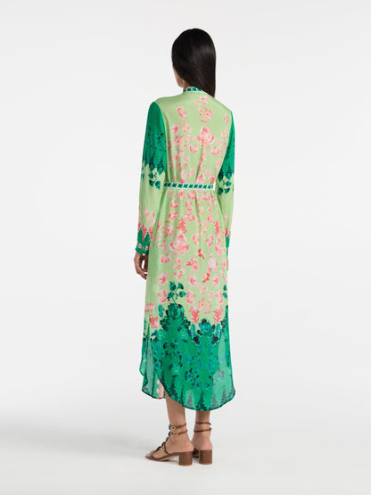 Saloni Molly D Dress in Floral Terrazzo