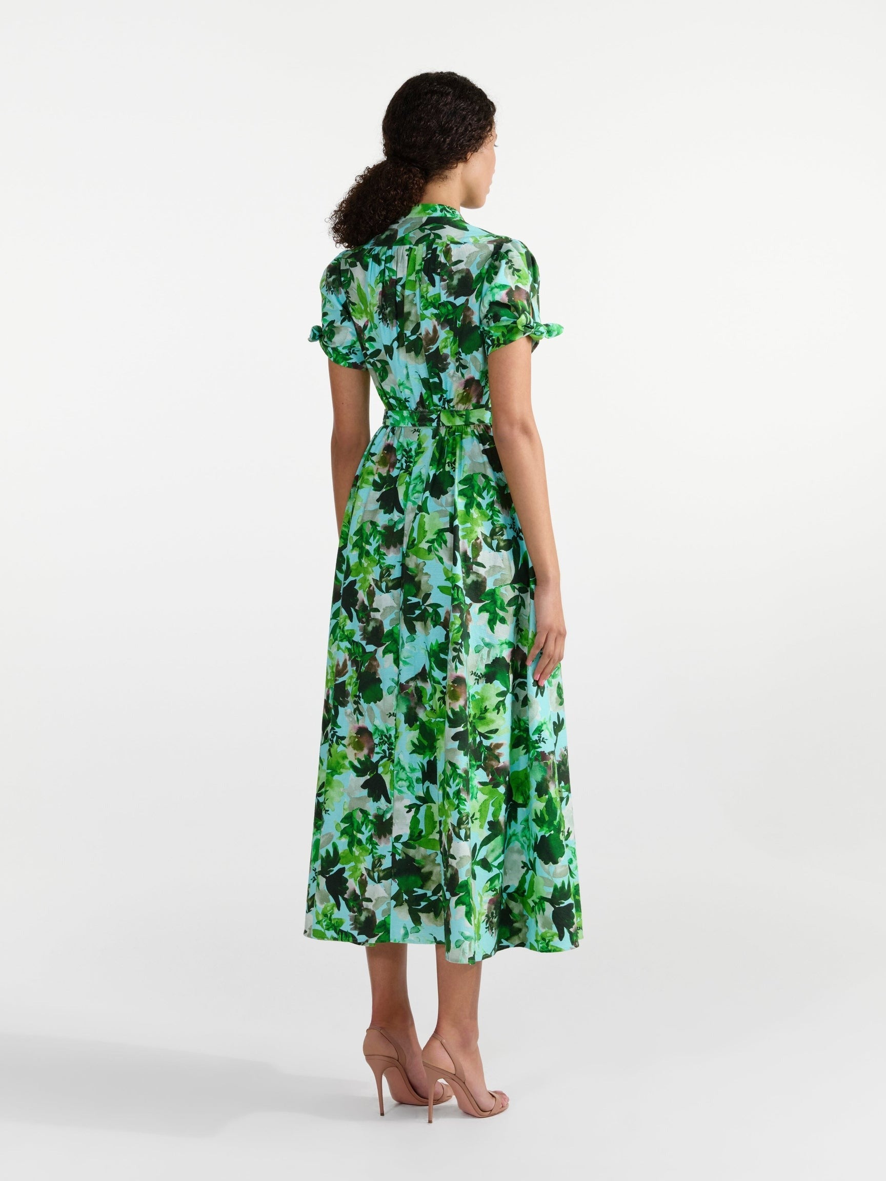 green watercolor dress Floral Watercolor Print Organza Maxi Dress – White Oak Boutique main image 1