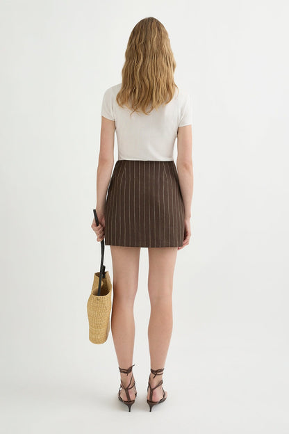 Posse Alice Skirt in Chocolate Cream Pinstripe