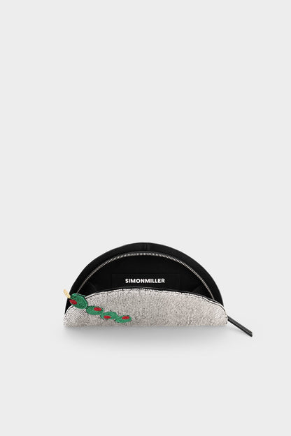 Simon Miller Beaded Lune Clutch in Silver/Olive Motif