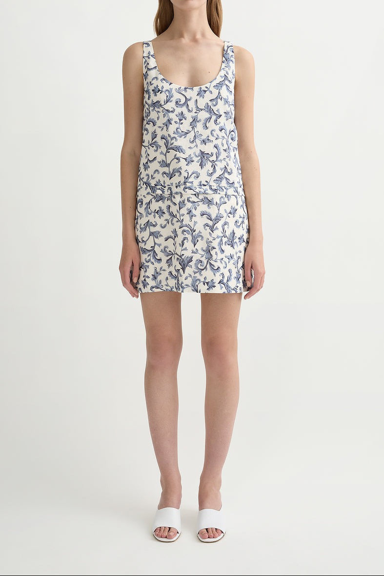 Posse Rue Shift Mini Dress in Blue Baroque