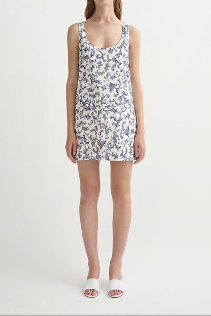 Posse Rue Shift Mini Dress in Blue Baroque