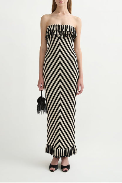 Posse Miles Strapless Dress in Cream & Black