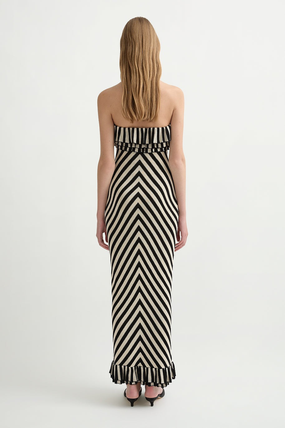 Posse Miles Strapless Dress in Cream & Black