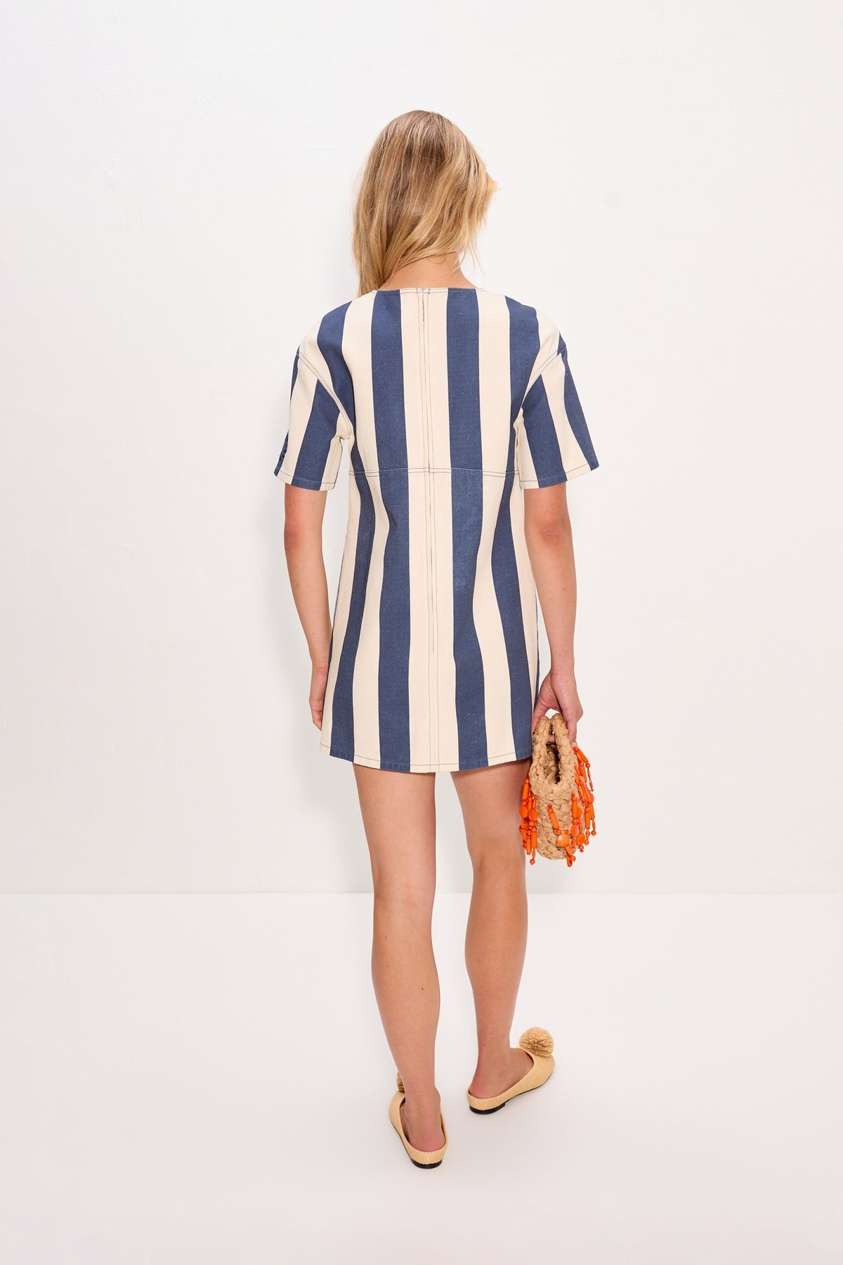 Simon Miller Sahara Short Sleeve Mini Dress in Navy/Cream