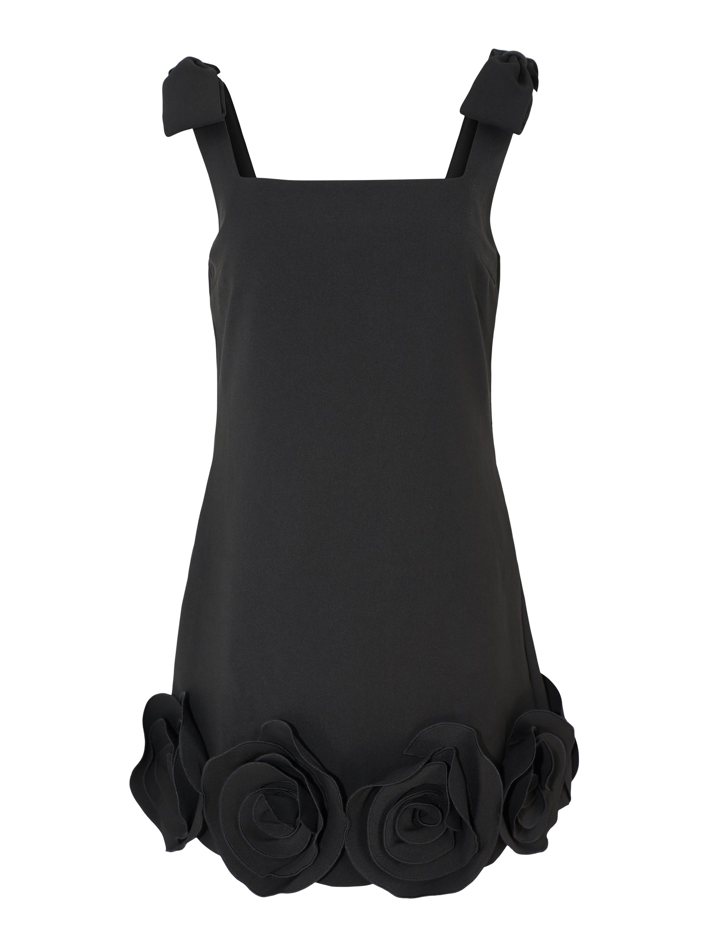 Self-Portrait Crepe 3D Flower Mini Dress in Black