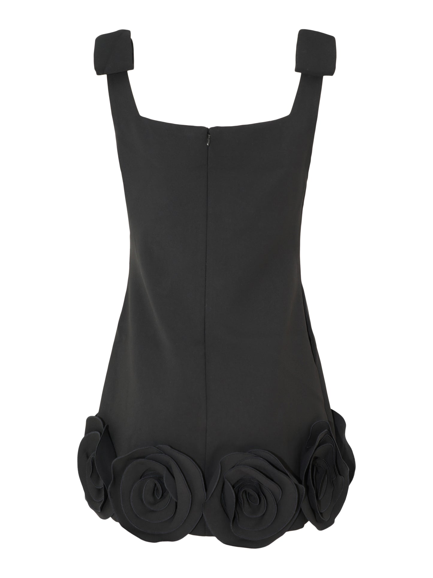 Self-Portrait Crepe 3D Flower Mini Dress in Black