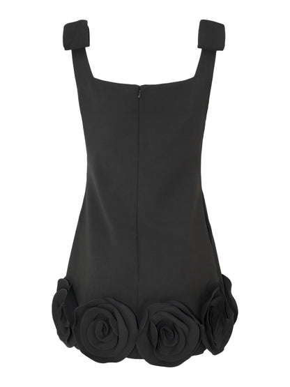 Self-Portrait Crepe 3D Flower Mini Dress in Black