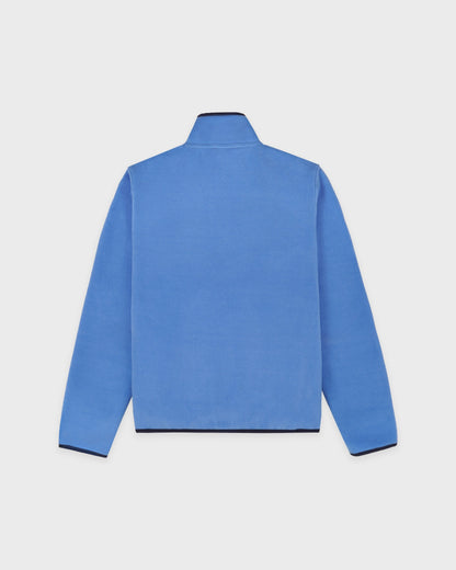Sporty & Rich Serif Logo Buttoned Polar Sweatshirt in Azure/Light Navy