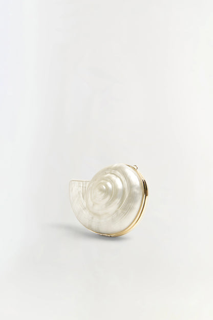 Simkhai Marion Acrylic Shell Clutch in Pearl