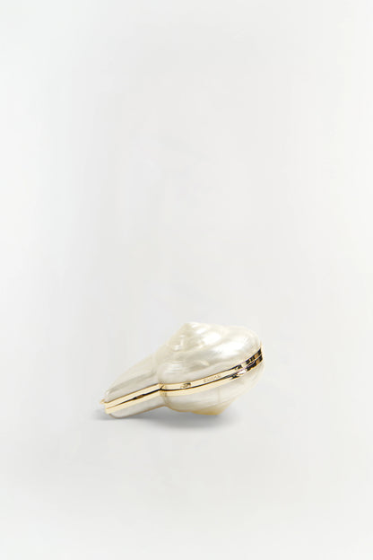 Simkhai Marion Acrylic Shell Clutch in Pearl