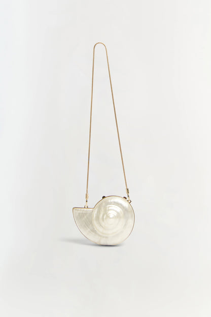 Simkhai Marion Acrylic Shell Clutch in Pearl
