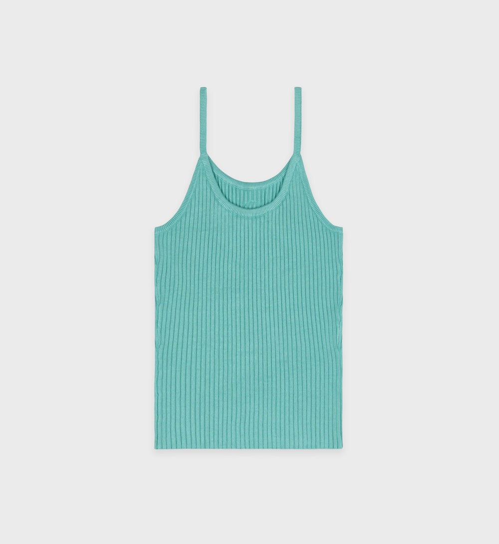 Sporty & Rich Ribbed Tank in Aquamarine