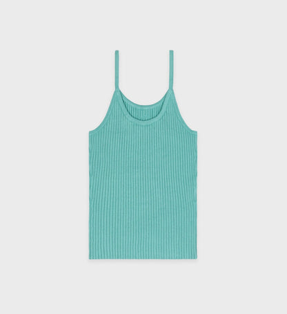 Sporty & Rich Ribbed Tank in Aquamarine