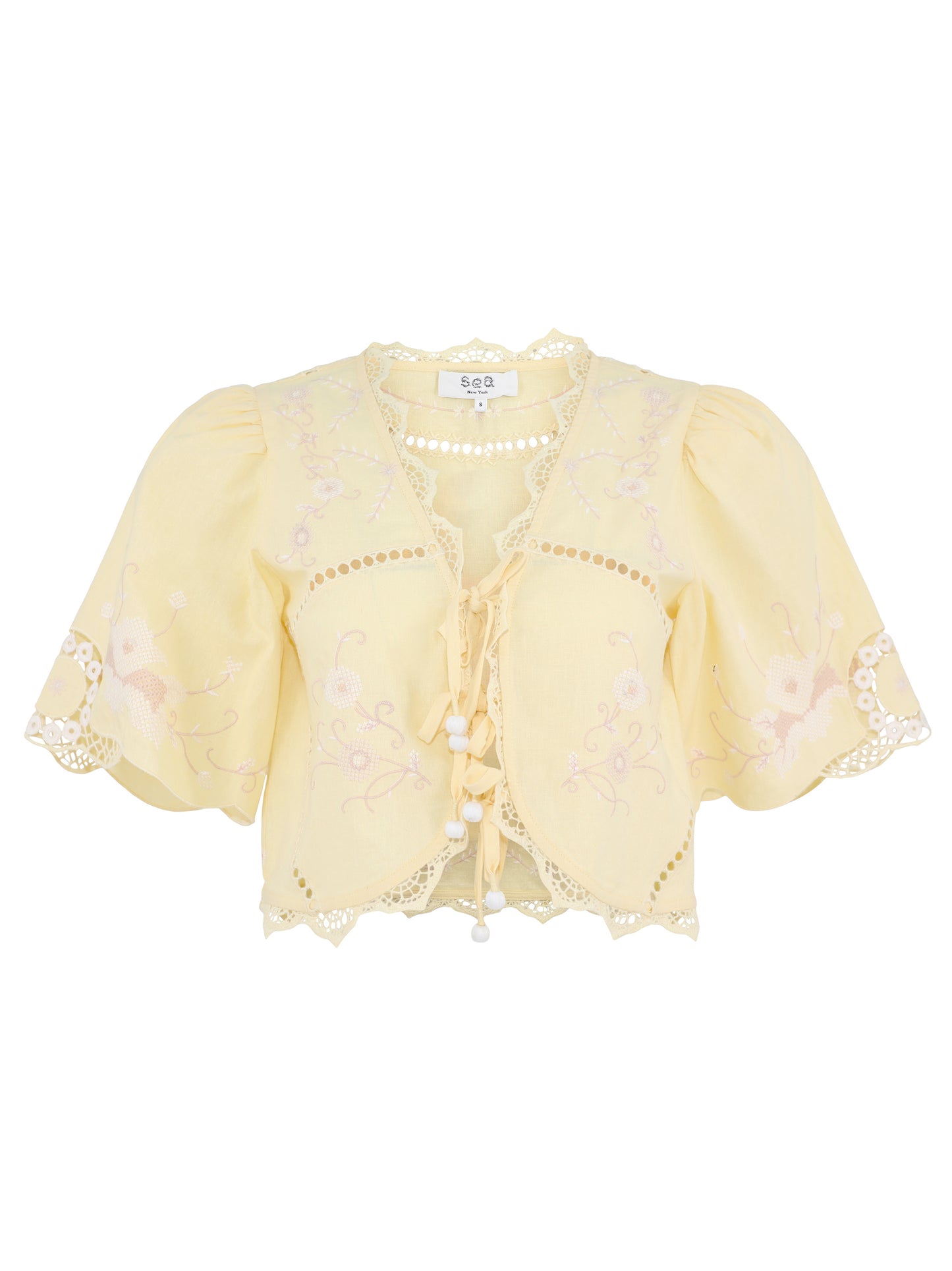 Sea Vesna Embroidery Tie in Yellow