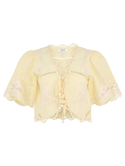 Sea Vesna Embroidery Tie in Yellow