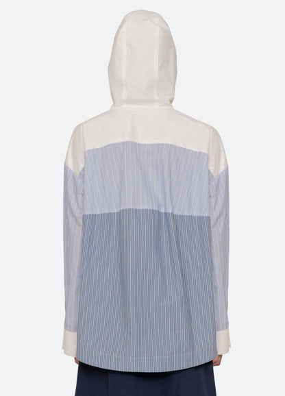 Sea Helmi Striped Shirting Blouse With Hood