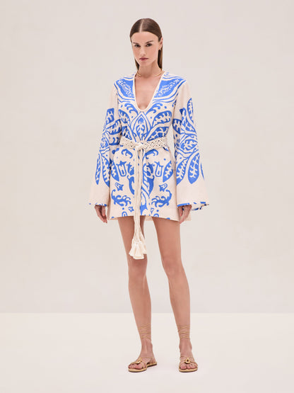 Alexis Noriko Dress in Sapphire Palm