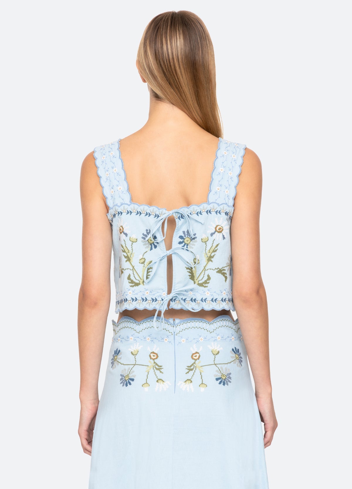 Sea Audra Embroidery Tank Top in Blue