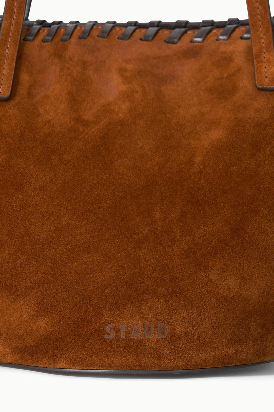 Staud Caro Bucket Bag in Tabac Suede Espresso