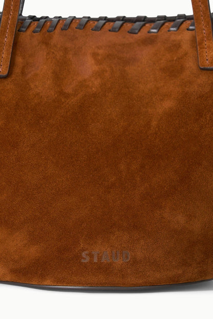 Staud Caro Bucket Bag in Tabac Suede Espresso