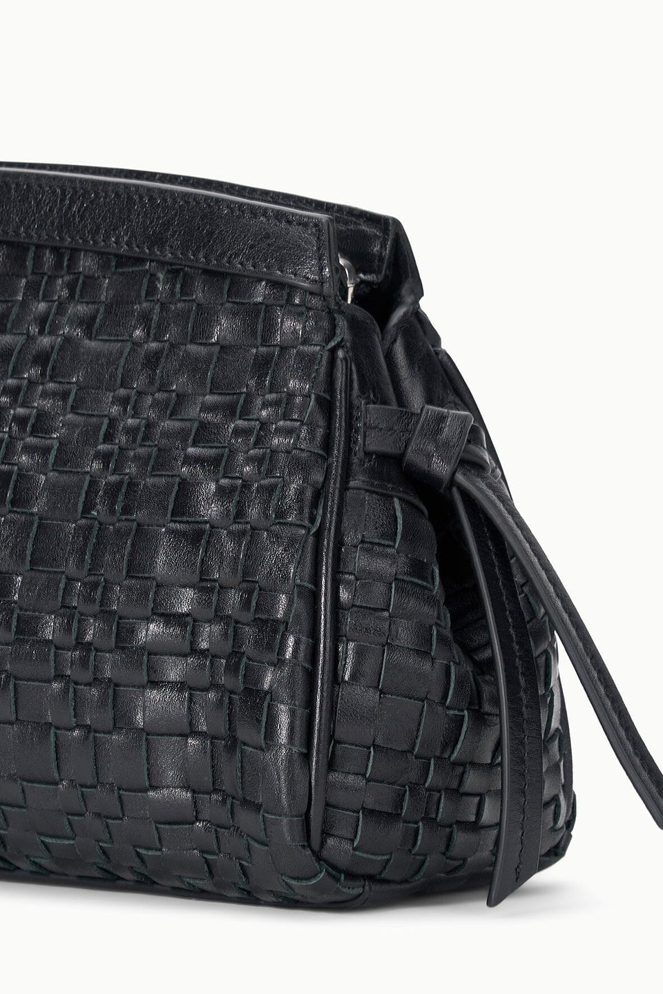 Staud Maude Convertible Clutch in Black Woven