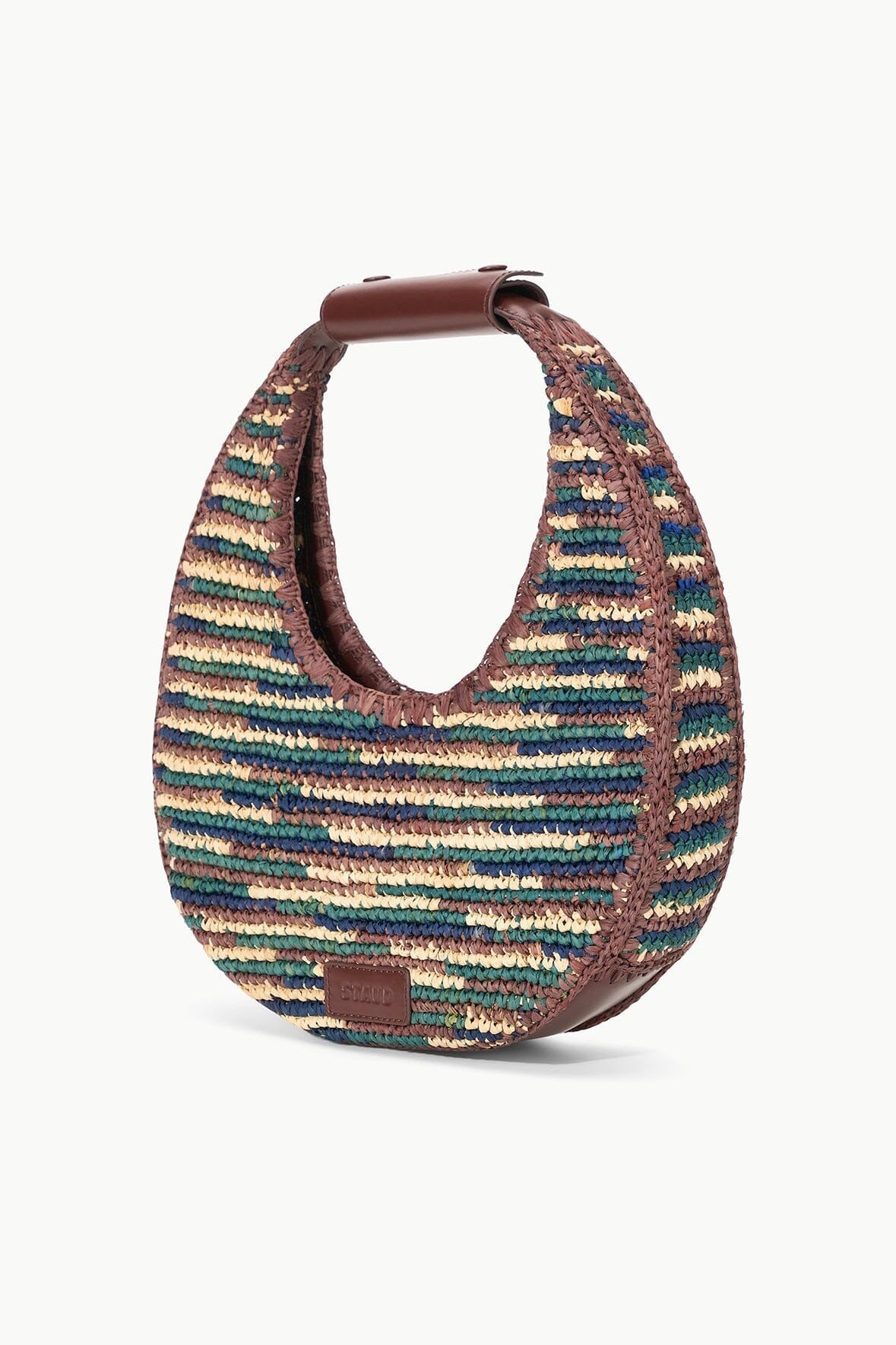 Staud Moon Raffia Tote Bag in Mixed Raffia