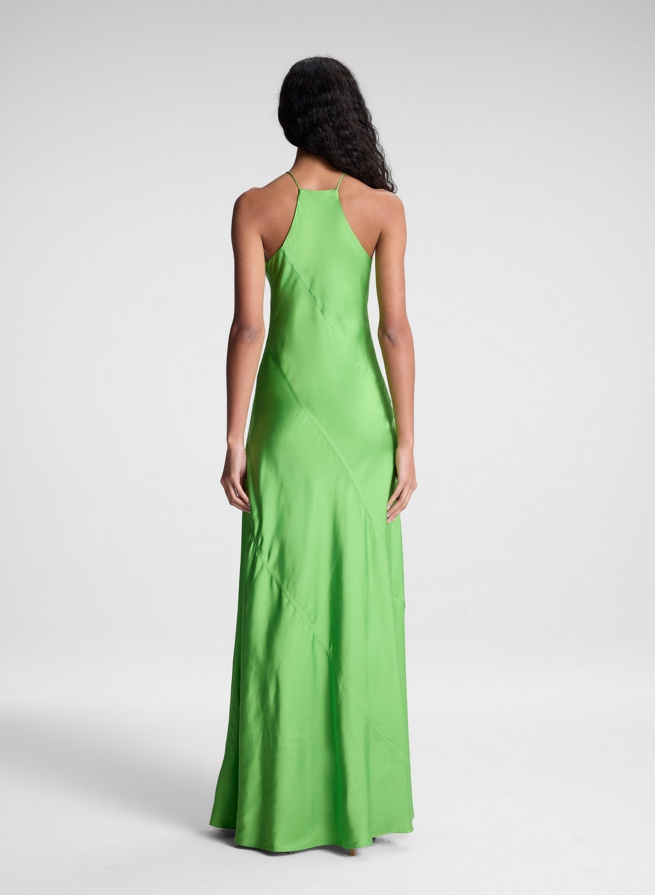A.L.C. Sybil Satin Maxi Dress in Lily Green
