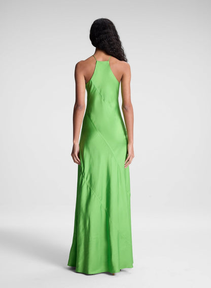 A.L.C. Sybil Satin Maxi Dress in Lily Green