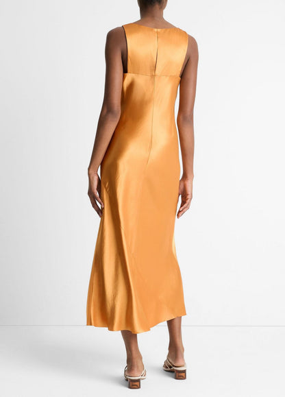 Vince Bias Tank Dress in Dark Marigold